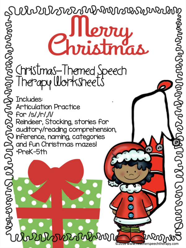 Christmas-Themed Speech Therapy Worksheets bundle