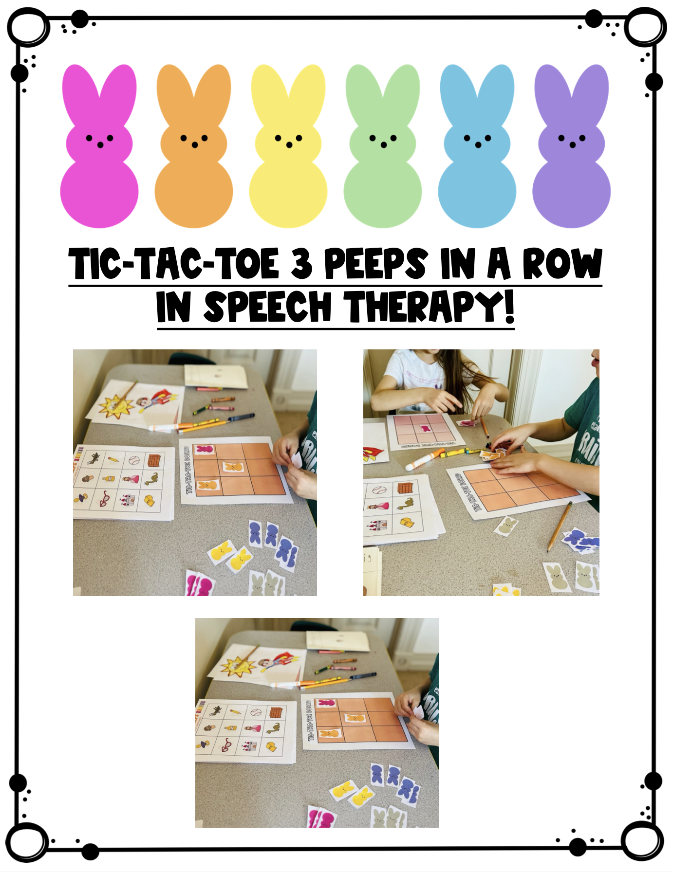 kids playing an articulation game in speech therapy for the s and z sound