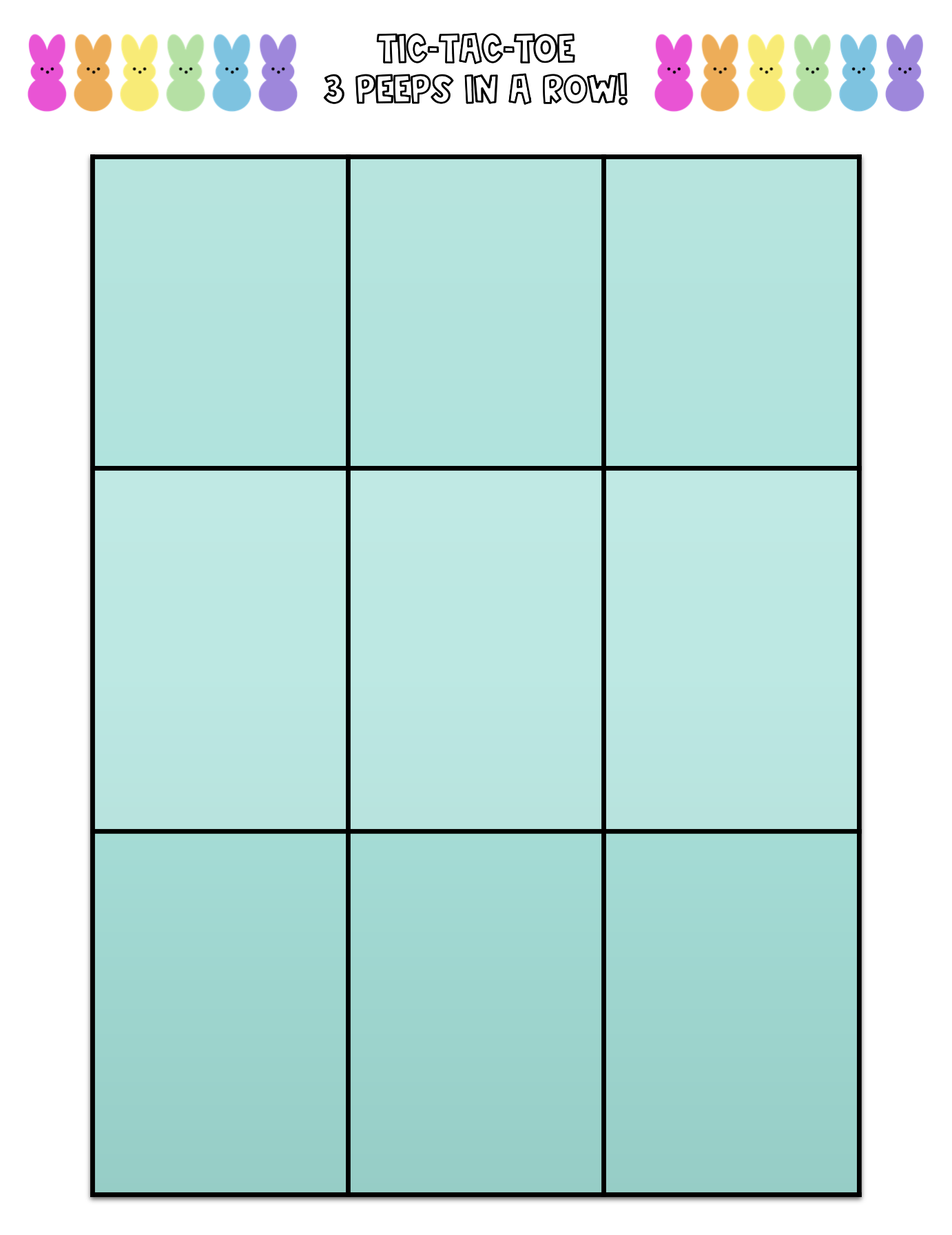 a nine box grid used for playing tic tac toe 3 peeps in a row speech therapy game