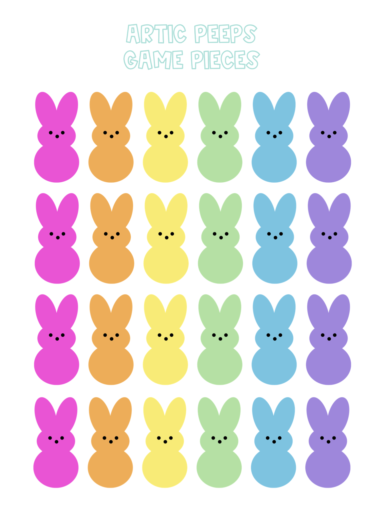 24 colorful peeps in a row